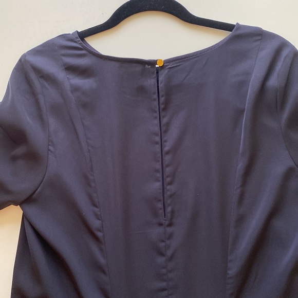 Michael Kors navy blue top size 10 with gold detailing around neck and train - Picture 8 of 13